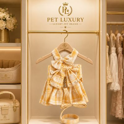Pet Luxury Scottish Glam Dog and Cat Dress - Yellow