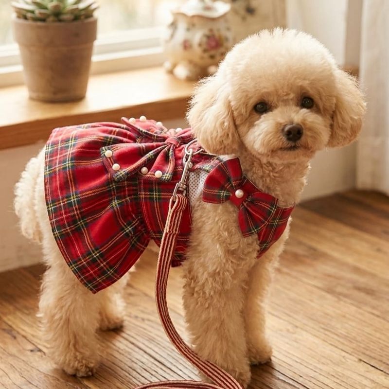 Pet Luxury Scottish Glam Dog and Cat Dress-Royal Red