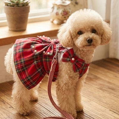 Pet Luxury Scottish Glam Dog and Cat Dress-Royal Red