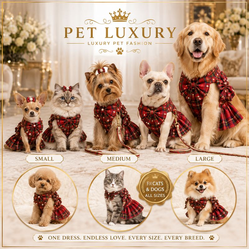 Pet Luxury Scottish Glam Dog and Cat Dress - Royal Red