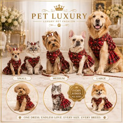 Pet Luxury Scottish Glam Dog and Cat Dress - Royal Red
