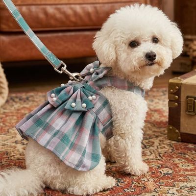 Pet Luxury Scottish Glam Dog and Cat Dress-Blue and Purple