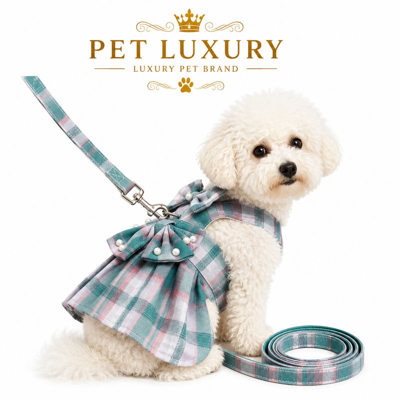 Pet Luxury Scottish Glam Dog and Cat Dress - Blue and Purple