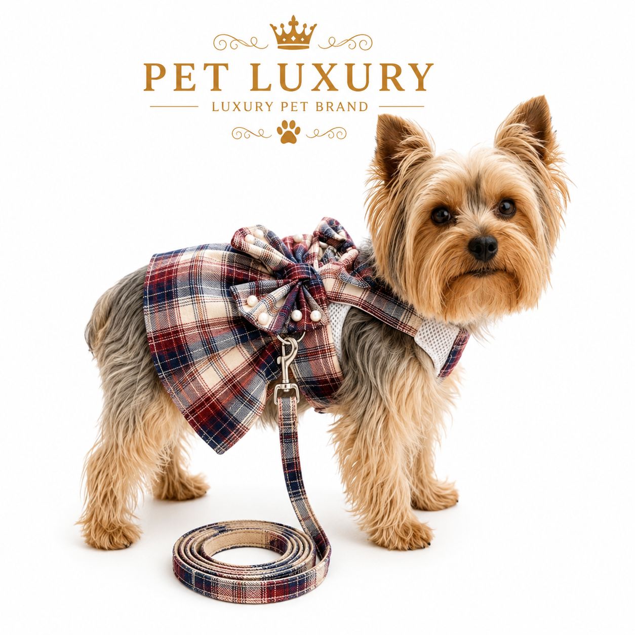 Pet Luxury Scottish Glam Dog and Cat Dress - Bungundy Pet Luxury Scottish Glam Dog and Cat Dress - Bungundy