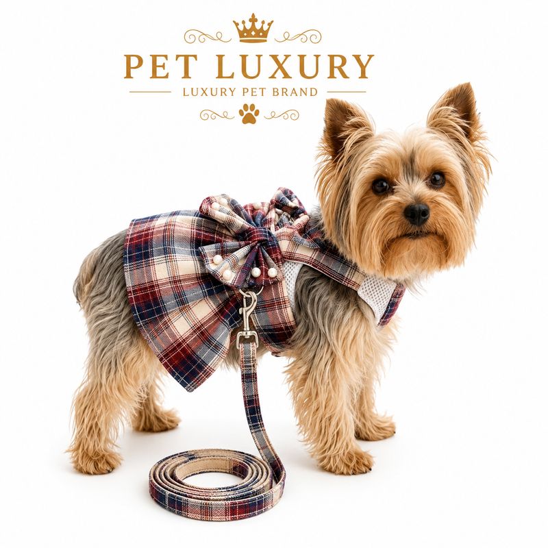 Pet Luxury Scottish Glam Dog and Cat Dress - Bungundy