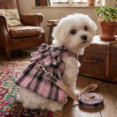 Pet Luxury Scottish Glam Dog and Cat Dress-Pink