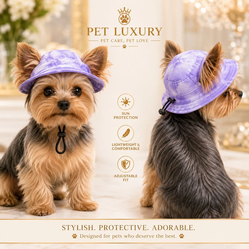 Pet Luxury Purple Dog Or Cat Bucket Hat Cap