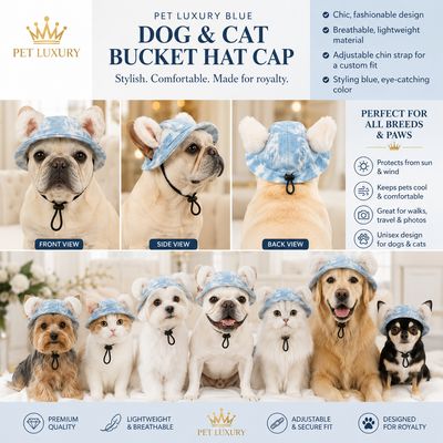 Pet Luxury Blue Dog Or Cat Bucket Hat Cap