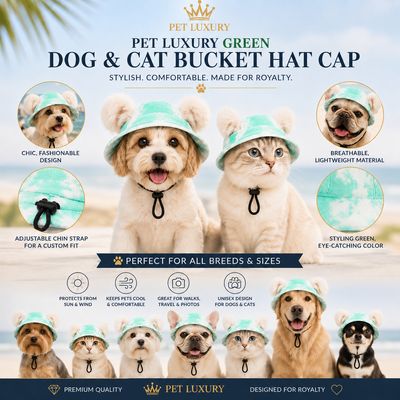 Pet Luxury Green Dog Or Cat Bucket Hat Cap