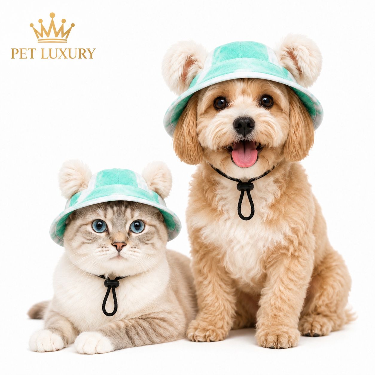 Pet Luxury Green Dog Or Cat Bucket Hat Cap Pet Luxury Green Dog Or Cat Bucket Hat Cap