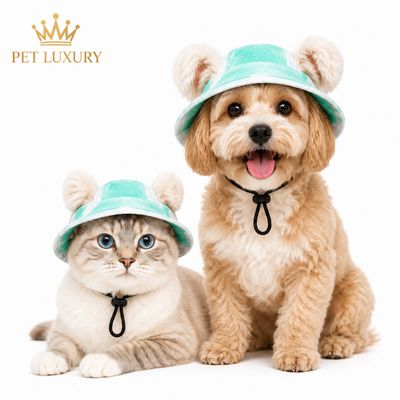 Pet Luxury Green Dog Or Cat Bucket Hat Cap