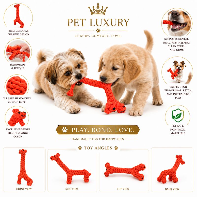 Durable Giraffe Pet Luxury Handmade Rope Dog Chew Toy