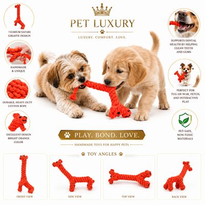 Durable Giraffe Pet Luxury Handmade Rope Dog Chew Toy