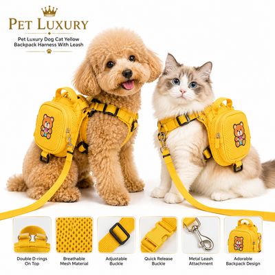 Pet Luxury Dog Cat Yellow Backpack Harness With Leash Pet Luxury Dog Cat Yellow Backpack Harness With Leash
