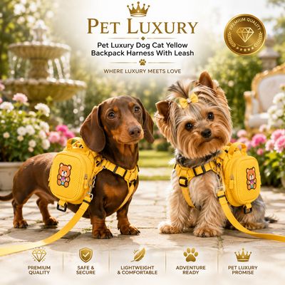 Pet Luxury Dog Cat Yellow Backpack Harness With Leash