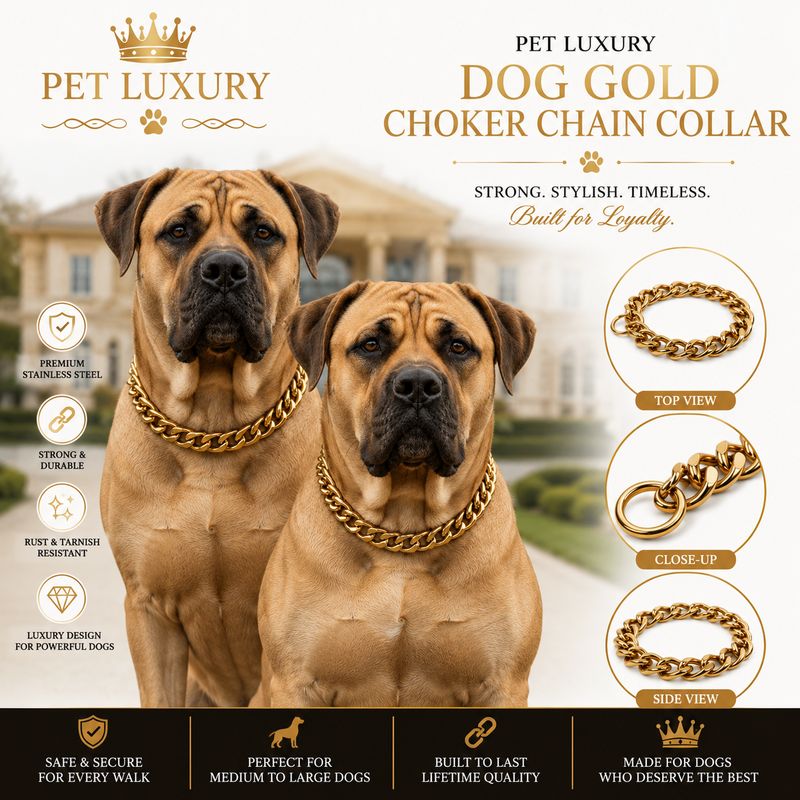 Pet Luxury Dog Gold Choker Chain Collar