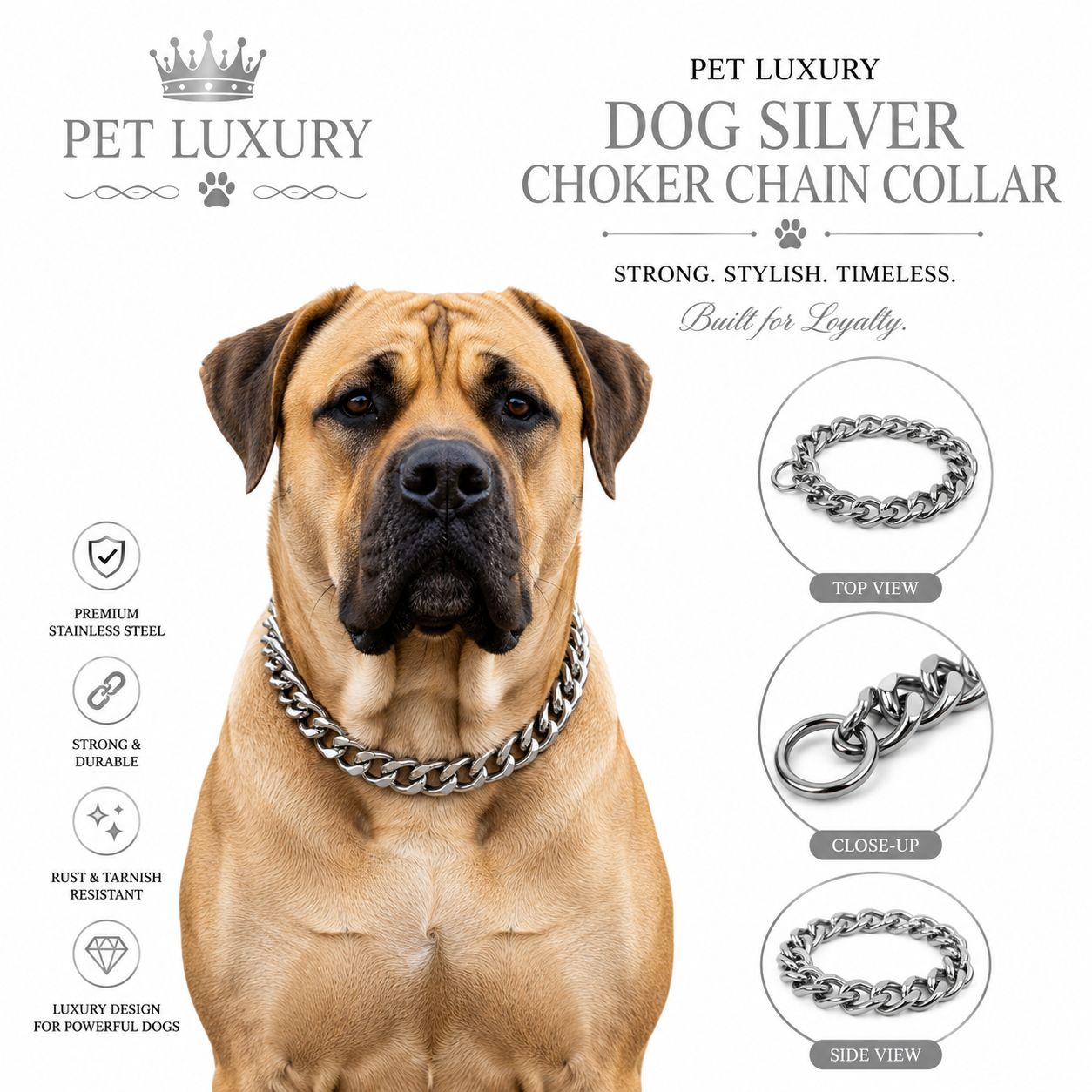Pet Luxury Dog Silver Choker Chain Collar Pet Luxury Dog Silver Choker Chain Collar
