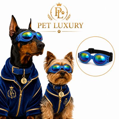 Pet Luxury SunShield™ Pro – UV Protection Dog Blue Goggles Glasses with Rainbow Lenses Pet Luxury SunShield™ Pro – UV Protection Dog Blue Goggles Glasses with Rainbow Lenses