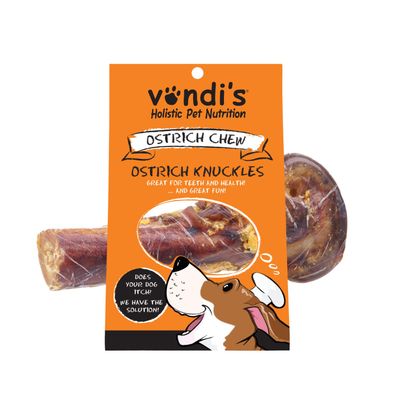 Vondis Ostrich Lolly Pop – Long-lasting raw dried bone (250g) from Pet Luxury