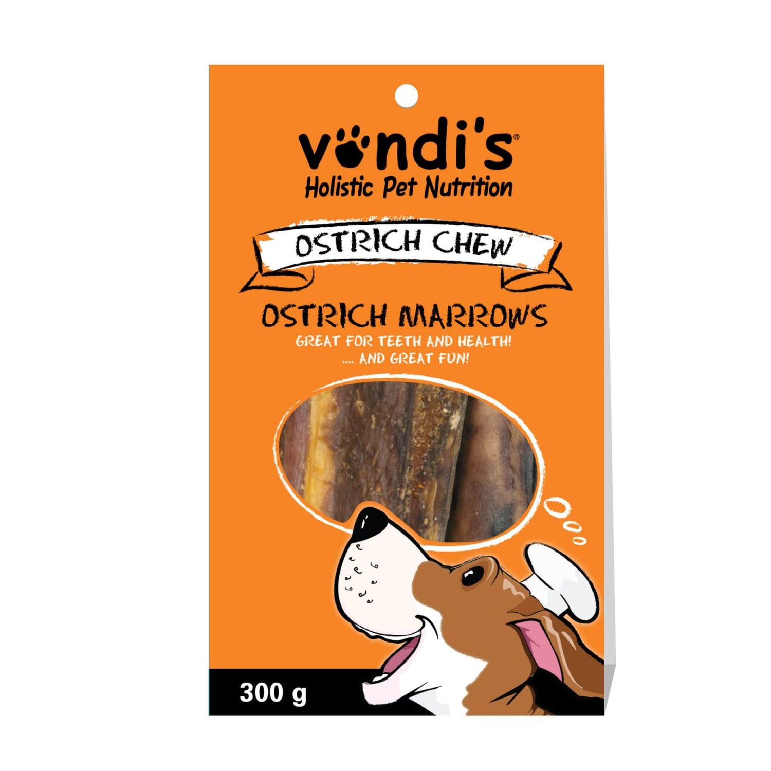 Vondis Ostrich Shafts/ Marrow x2 – A hard long-lasting chew (300g) from Pet Luxury