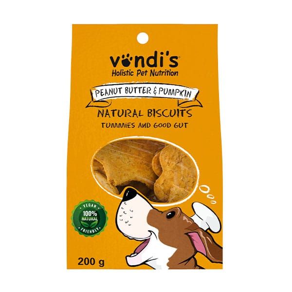 Vondi’s Peanut Butter & Pumpkin Biscuits – For Digestion & Energy (200g) from Pet Luxury