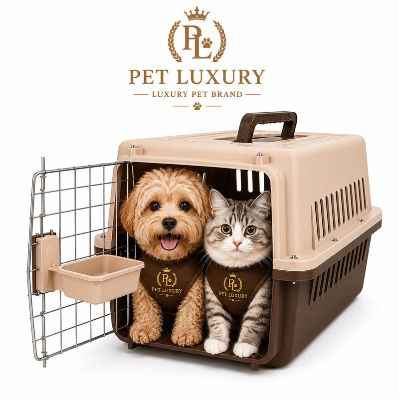 Dog Cat Carrier Airline Approved - Pet Luxury Heavy Duty IATA Travel Crate with Steel Door, Screws, Food Bowl & Ventilation - Pet Kennel for Travel, Brown Dog Cat Carrier Airline Approved - Pet Luxury Heavy Duty IATA Travel Crate with Steel Door, Screws, Food Bowl & Ventilation - Pet Kennel for Travel, Brown