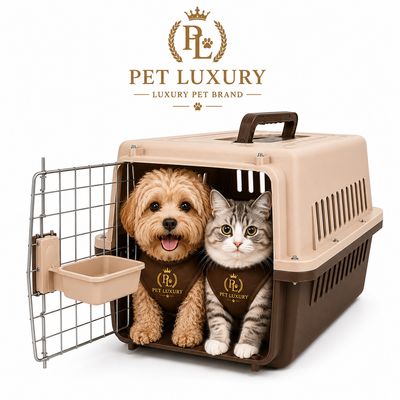 Dog Cat Carrier Airline Approved - Pet Luxury Heavy Duty IATA Travel Crate with Steel Door, Screws, Food Bowl & Ventilation - Pet Kennel for Travel, Brown Dog Cat Carrier Airline Approved - Pet Luxury Heavy Duty IATA Travel Crate with Steel Door, Screws, Food Bowl & Ventilation - Pet Kennel for Travel, Brown
