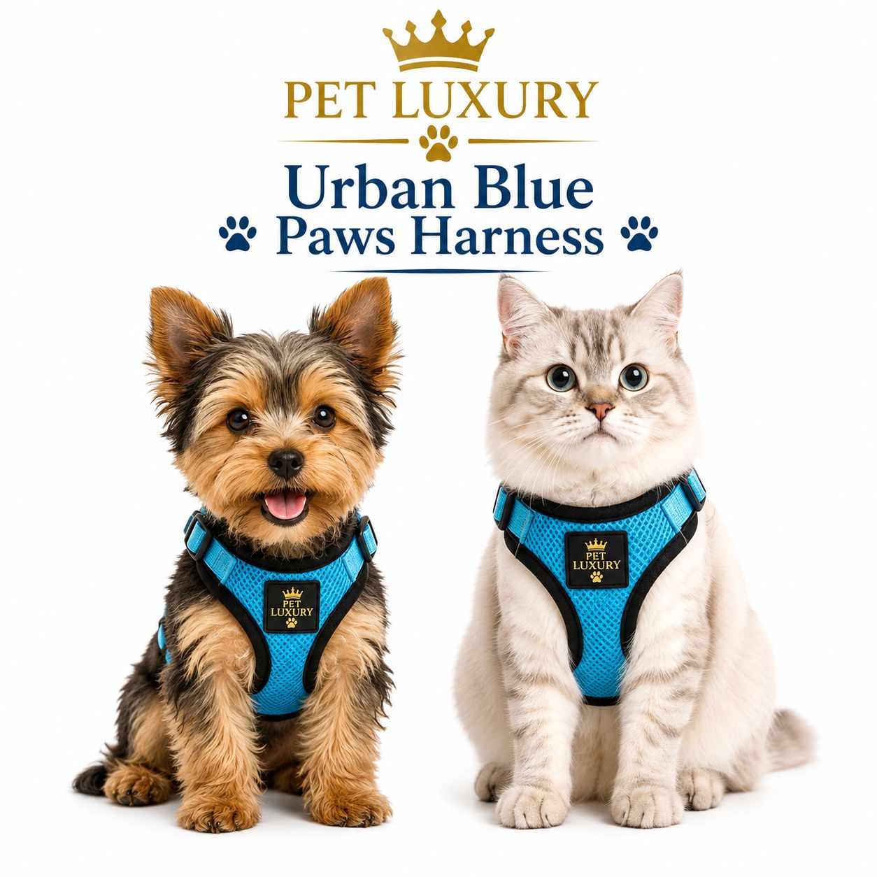 Pet Luxury Urban Blue Paws Harness