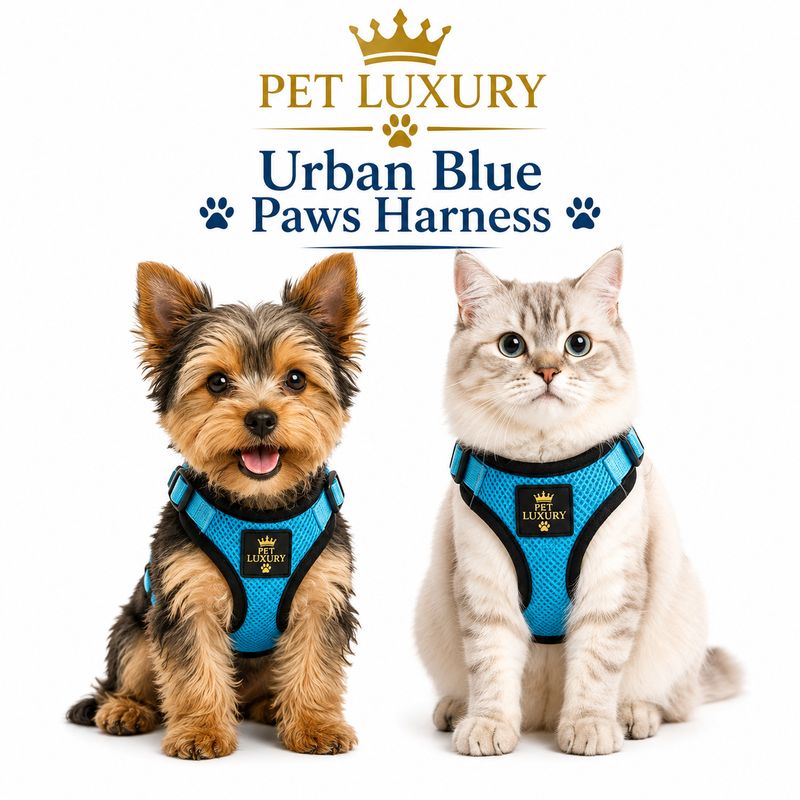 Pet Luxury Urban Blue Paws Harness