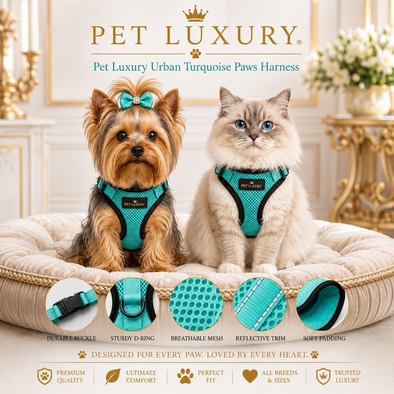Pet Luxury Urban Turquoise Paws Harness