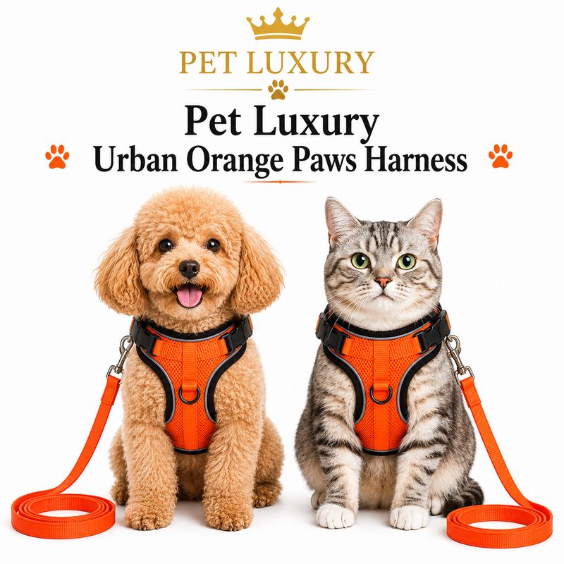 Pet Luxury Urban Orange Paws Harness Pet Luxury Urban Orange Paws Harness
