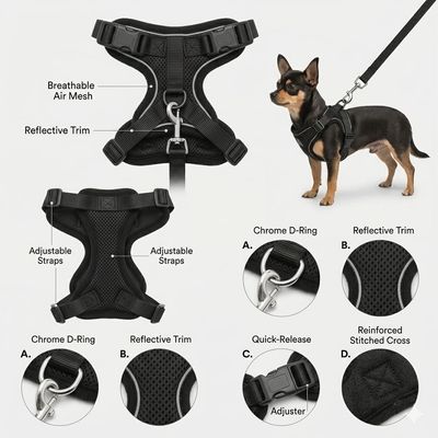 Pet Luxury Urban Black Paws Harness