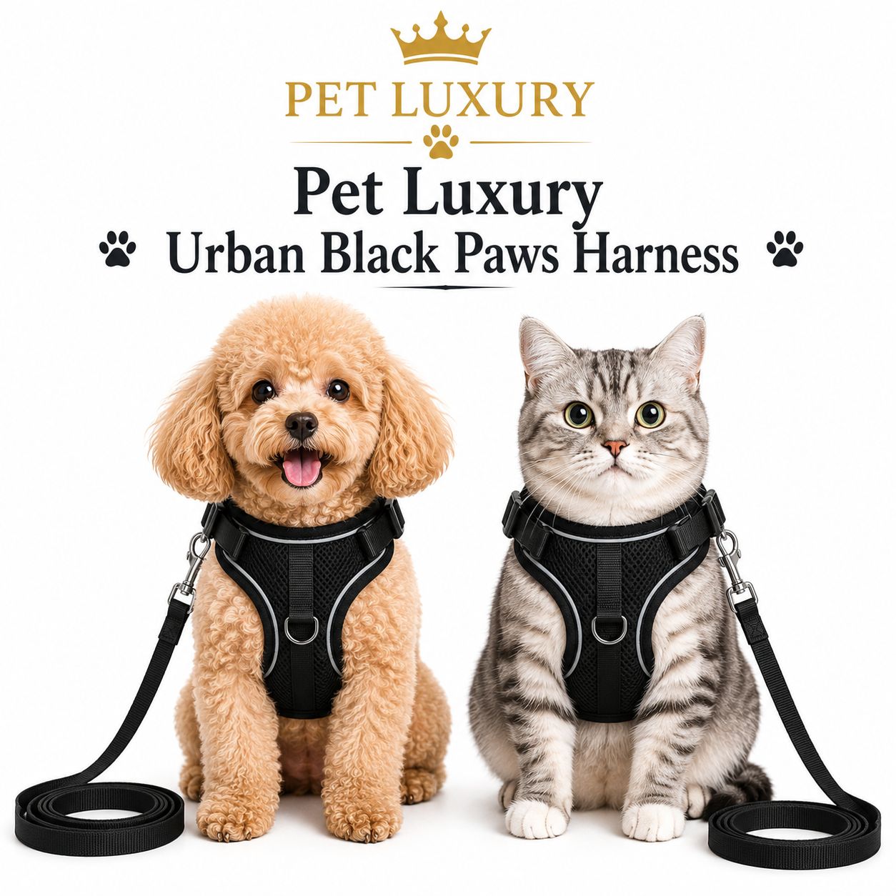 Pet Luxury Urban Black Paws Harness Pet Luxury Urban Black Paws Harness