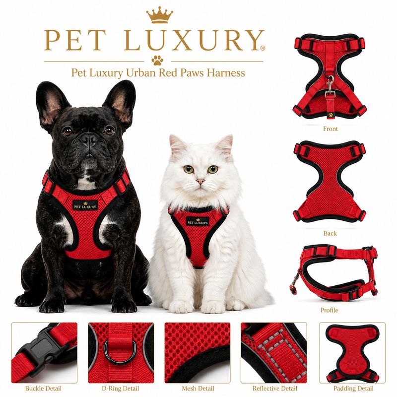 Pet Luxury Urban Red Paws Harness