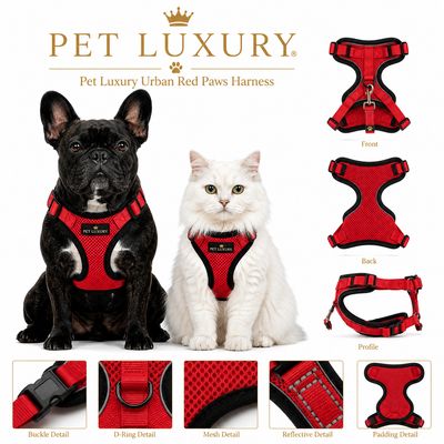Pet Luxury Urban Red Paws Harness