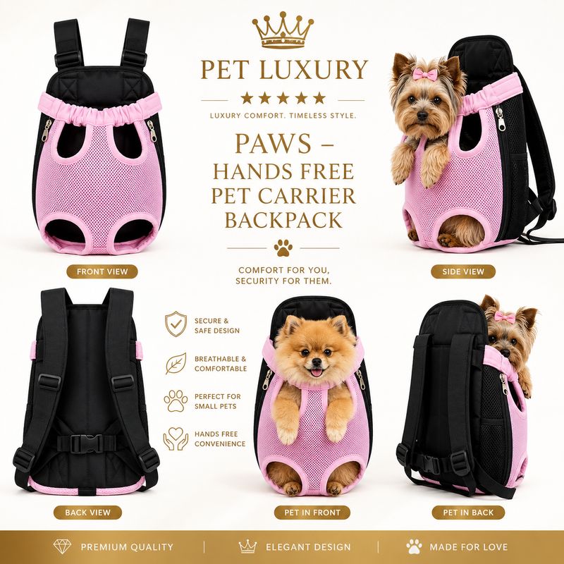 Pet Luxury Paws – Hands Free Pet Carrier Backpack