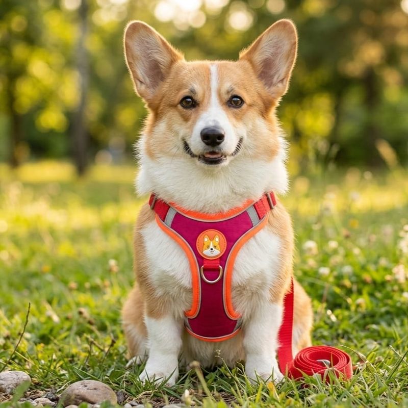 Pet Luxury Pawsome Orange and Red Harness Set
