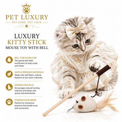 Luxury Kitty Stick Mouse Toy with Bell