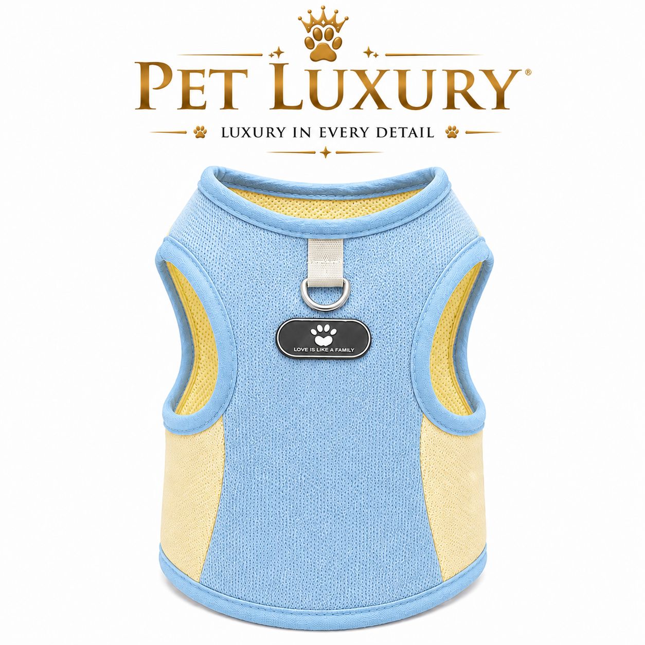 Pet Luxury Pet Clothing Blue And Yellow With Leash Grip – Breathable Harness Vest for Cats & Small Dogs