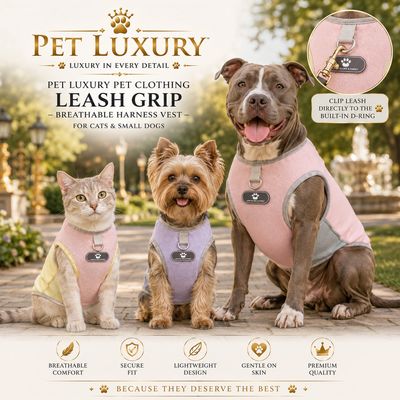Pet Luxury Pet Clothing Blue And Yellow With Leash Grip – Breathable Harness Vest for Cats & Small Dogs
