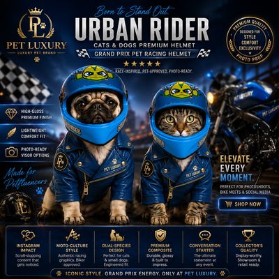 Pet Luxury Urban Rider Cats & Dogs Premium Helmet | Grand Prix Pet Racing Helmet