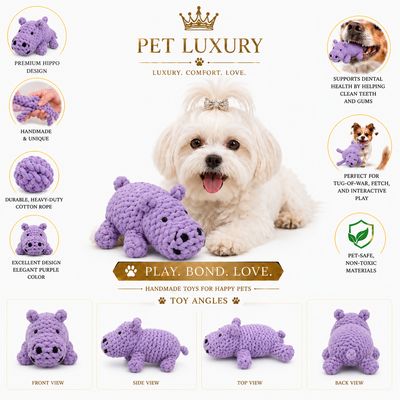 Pet Luxury Happy Hippo Rope Chew Toy Pet Luxury Happy Hippo Rope Chew Toy