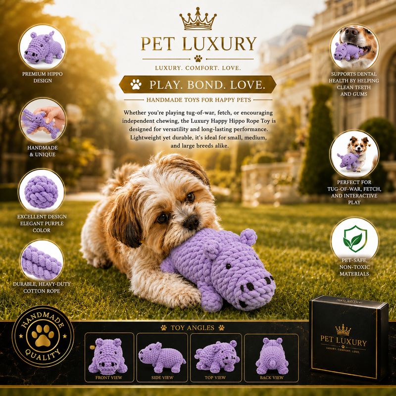Pet Luxury Happy Hippo Rope Chew Toy