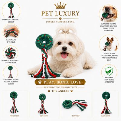 Pet Luxury Christmas Mistletoe Pet Chew Rope Toy Pet Luxury Christmas Mistletoe Pet Chew Rope Toy