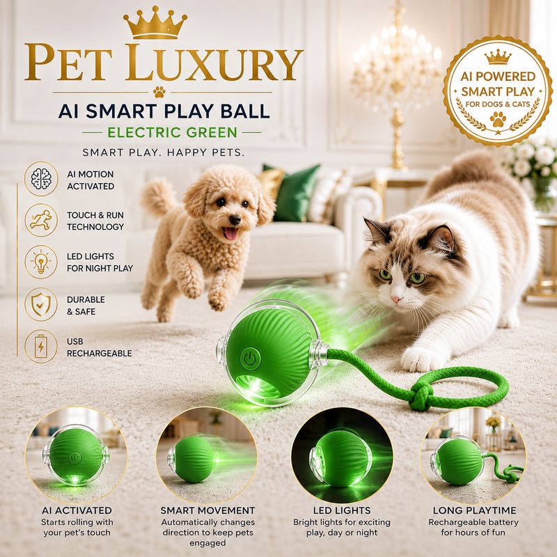 PET LUXURY | AI Smart Play Ball – Electric Green
