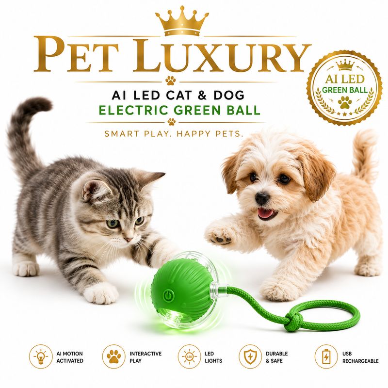 PET LUXURY | AI Smart Play Ball – Electric Green