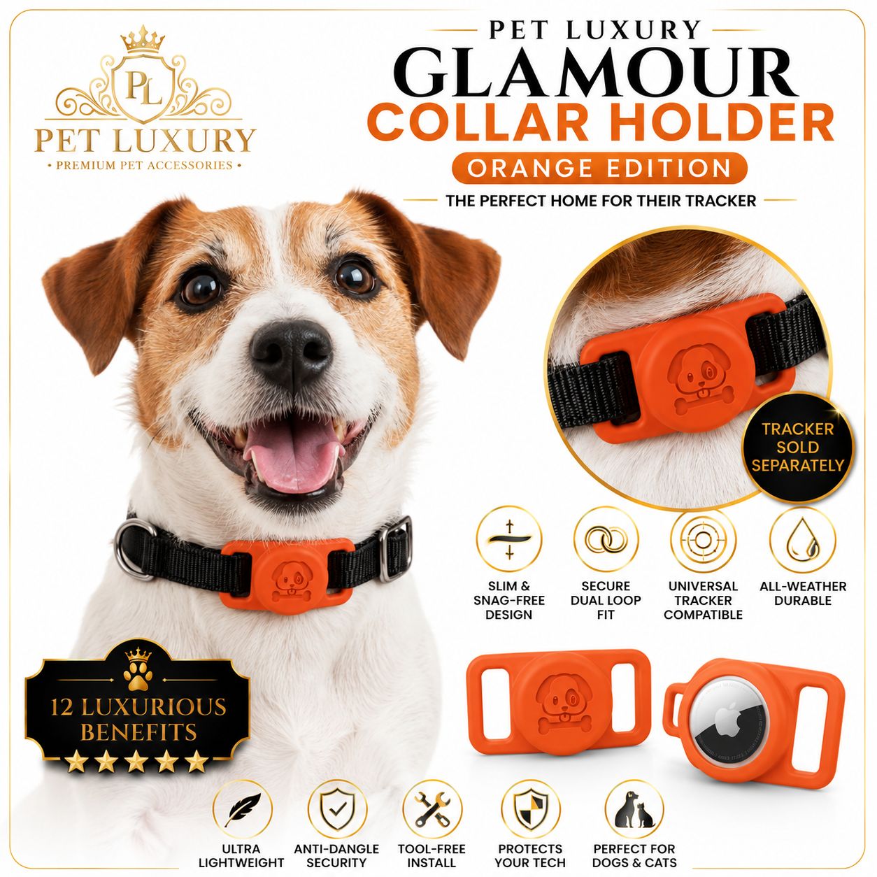 Pet Luxury Glamour Collar Holder – Orange Edition Pet Luxury Glamour Collar Holder – Orange Edition