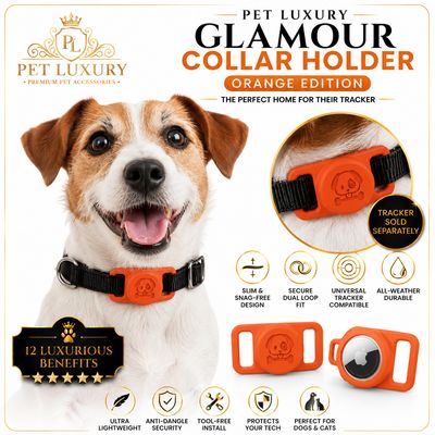 Pet Luxury Glamour Collar Holder – Orange Edition