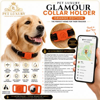 Pet Luxury Glamour Collar Holder – Orange Edition