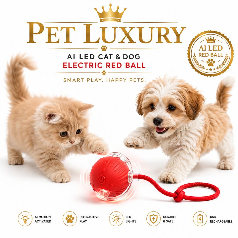 PET LUXURY | AI Smart Play Ball – Electric Red